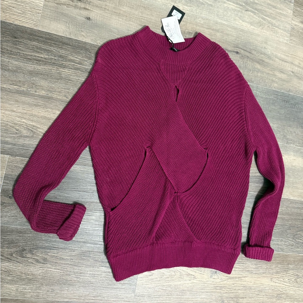 Very J Women's Deep Burgundy Crew Neck Sweater
